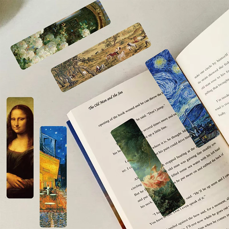 30PCS Vintage Art Painting Bookmarks Double Sided World Famous Painting Series Paper Bookmarks with Explanation