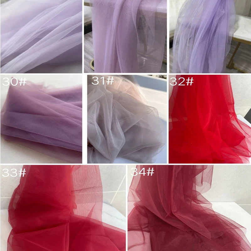 Red Burgundy Soft Tulle Fabric Wedding Celebration Curtain Clothing Rose Mesh Layout Chair Back Yarn Net DIY Sewing Material