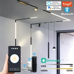 Inteligentne wpuszczane LED magnetyczny reflektor szynowy możliwość przyciemniania Bluetooth kontrola aplikacji System sufitowy szynowy 48V kratka wewnętrzna oświetlenie punktowe