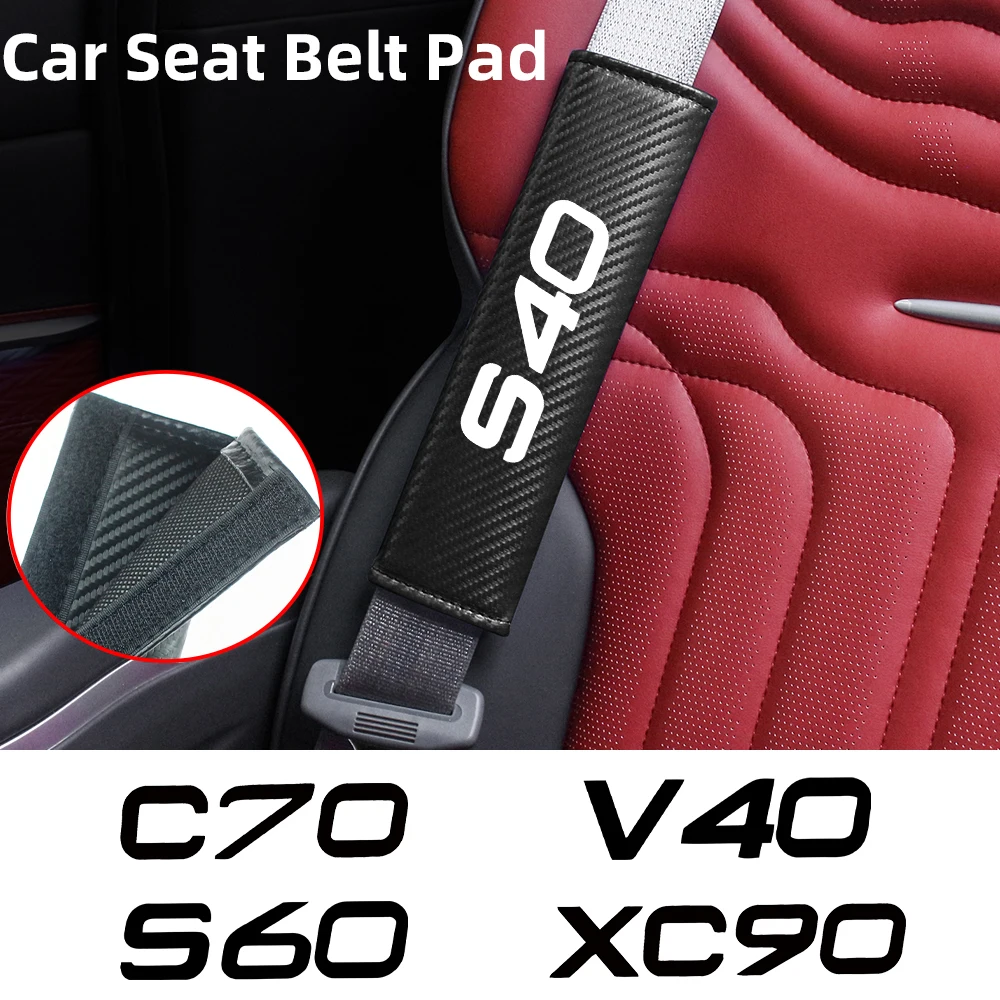 

Car Seat Belt Protector Pad Carbon Fiber Shoulder Cushion Cover For Volvo S40 S60 C30 RDESIGN V40 V50 V70 XC40 XC60 XC90 T6