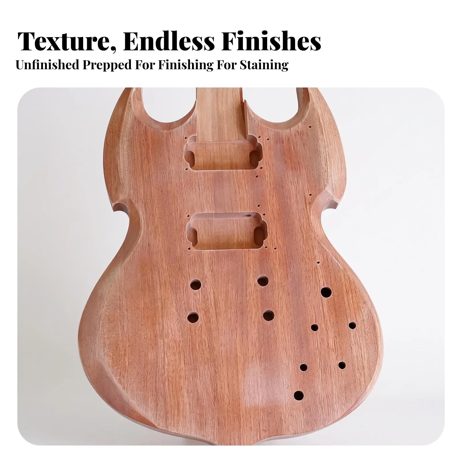 DIY Electric Guitar Kit Unfinished Body Okoume Wood with Routing Cavities and Neck Pocket for Custom Electronics and Finish