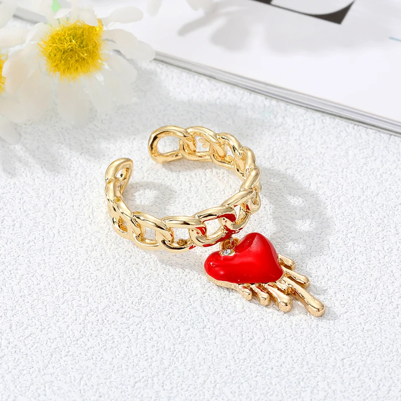 Heart Smile Star Cow Leopard Tassel Ring For Women Men New Vintage Punk Gold Color Adjustable Knuckle Ring Wedding Party Jewelry