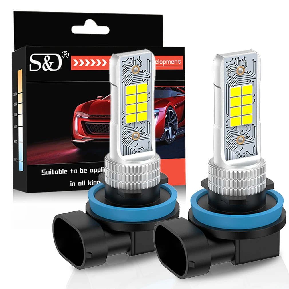 

S&D 2pcs H11 H8 LED Light 9005 HB3 9006 HB4 Car Fog Light 15000LM 30W Led Lamp Super Bright Driving Running Light 5200K White