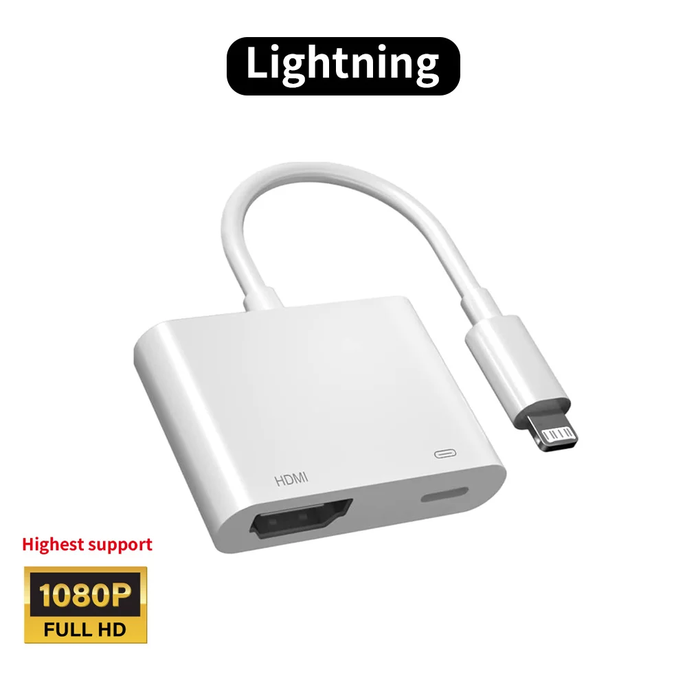 Adapter USB-C i Lightning na HDMI do synchronizacji ekranu iPhone'a z telewizorem, cyfrowy adapter AV kompatybilny z iPhone 17, 16, 15, iPad. — zdjęcie produktu 6