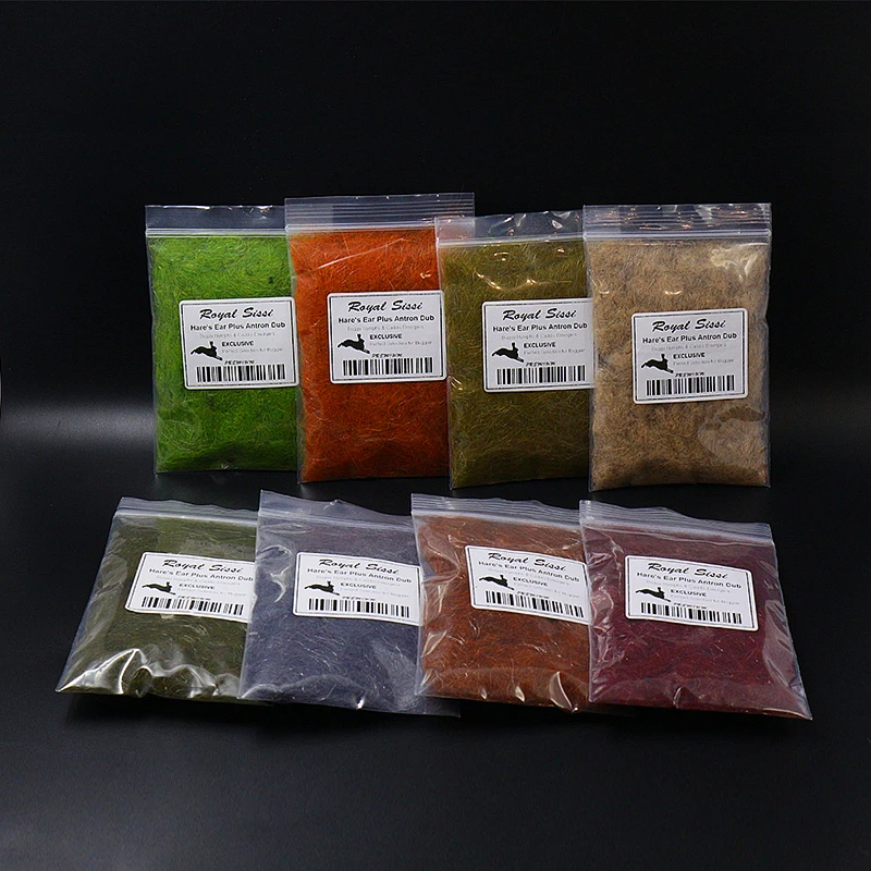 8 Colors Hare\'s Ear Plus Antron Dub with Rabbit Guard Hair Nymph Scud Dub Fly Tying Material for Buggy Nymphs and Caddis Emerger