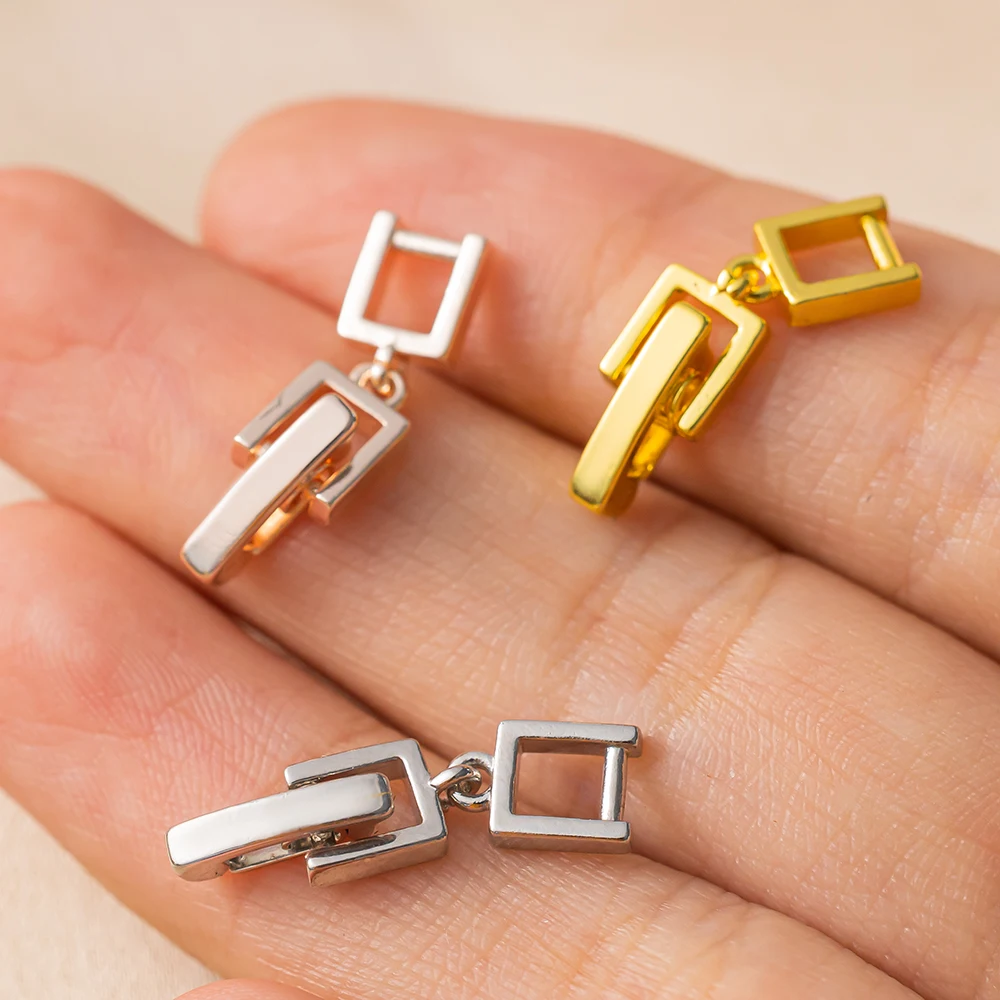 5pcs White Gold Plated Cubic Zirconia Necklace Bracelet Extenders Clasp Closures for DIY Jewelry Watch Band Making Supplies