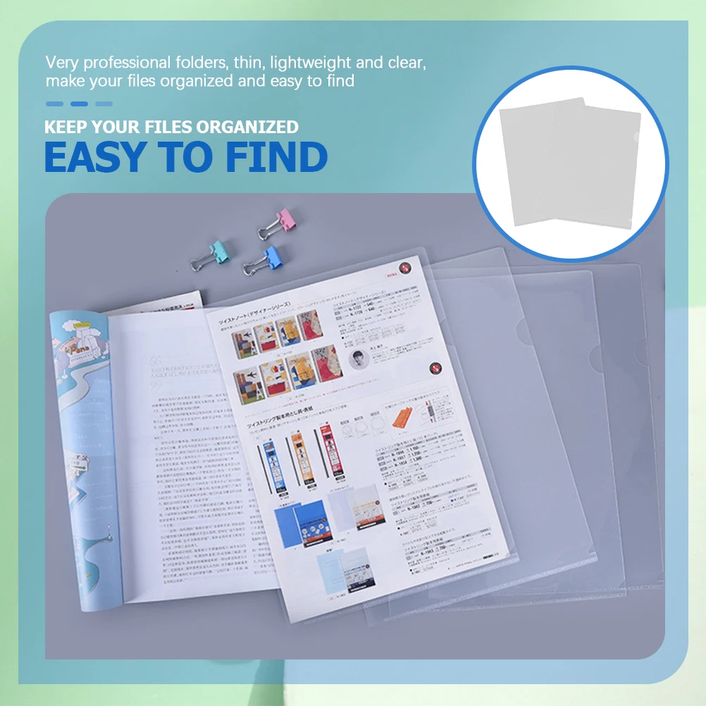 

50 Pcs Binder Folders File Protective Sleeve Report with for School Document Sleeves Office