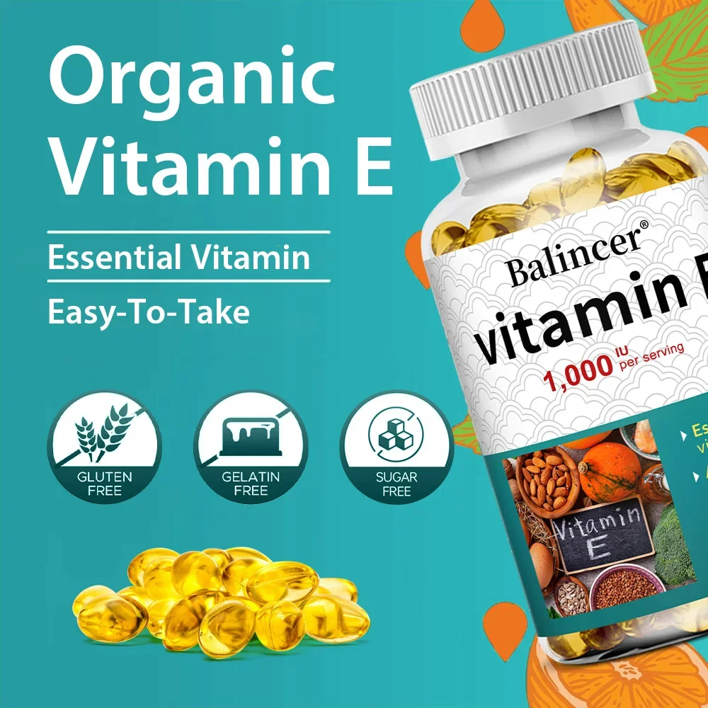 

Vitamin E Supplement, 1000 IU Per Serving, Powerful Antioxidant, Supports Skin, Heart, Brain and Immune System – Non-GMO