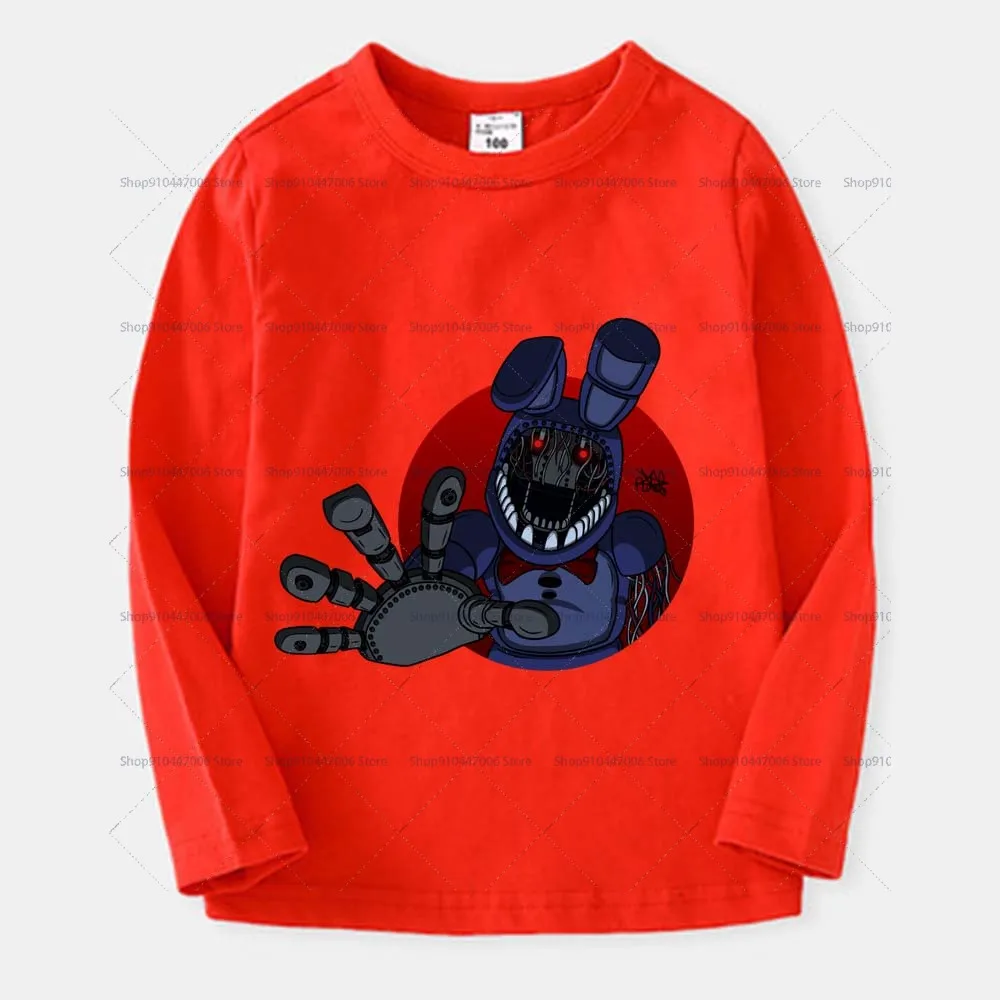 Fnaf Boys Girls Long Sleeve T Shirts for Children five night at freddy Cotton Tees Tops Solid Shirt Kids Clothes T-shirt Gift