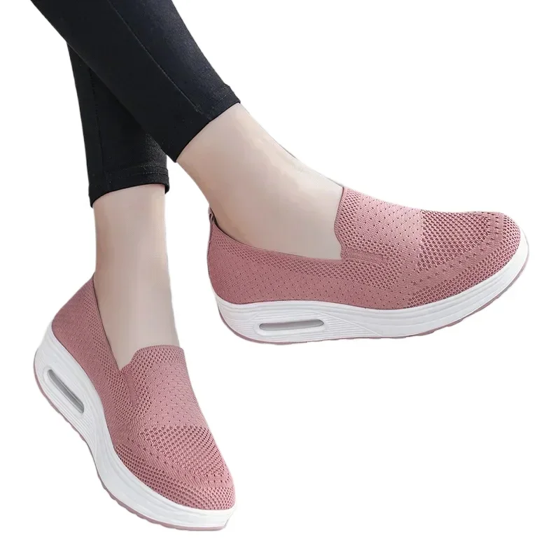 Sneakers Women\'s Sports Shoes Mesh Casual Vulcanized Shoes Breathable Platform Tennis Slip-On Ladies Walking Zapatillas Mujer