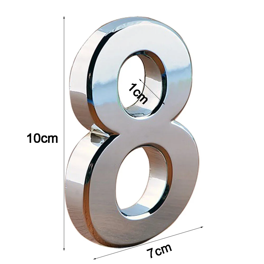 

1pcs Floating Exterior Modern House Number Extra Large Silver Mailbox Apartment Address Sign Outdoor Doorplate Number #0-9