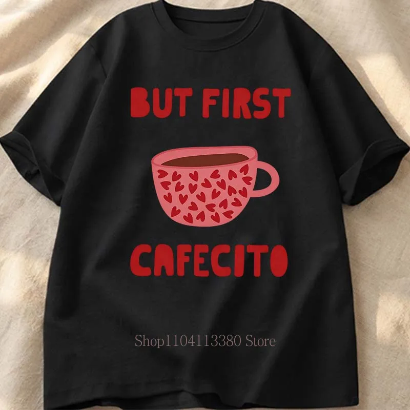 Funny Cute Coffee Patter Print T-shirts for Women Summer Casual Fashion Korean Style Vintage Crew Neck Short Sleeve Tees