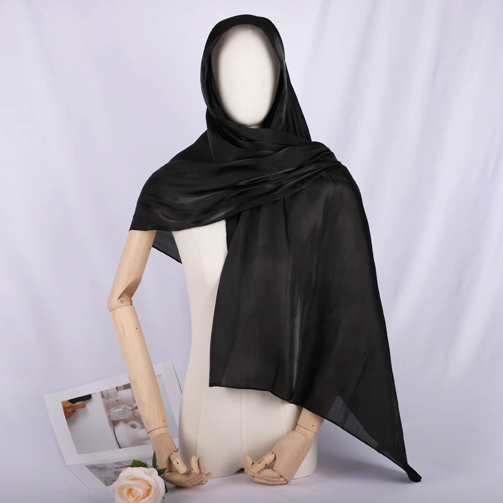 RIMAIRE 2024 New Chiffon Pure Color Muslim Hijab Island Silk Hijabs dla kobiet Gładki i oddychający szalik 180 * 70 cm Duży rozmiar