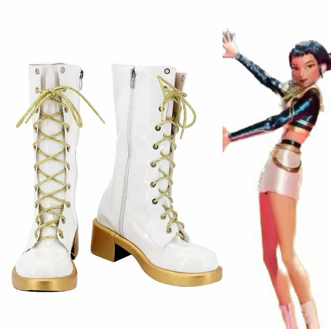 Black Golden Rumi Zoey Mira Cosplay KPop Demon Hunters Boots Kids Girls Rumi Halloween Party Role Playing Shoes