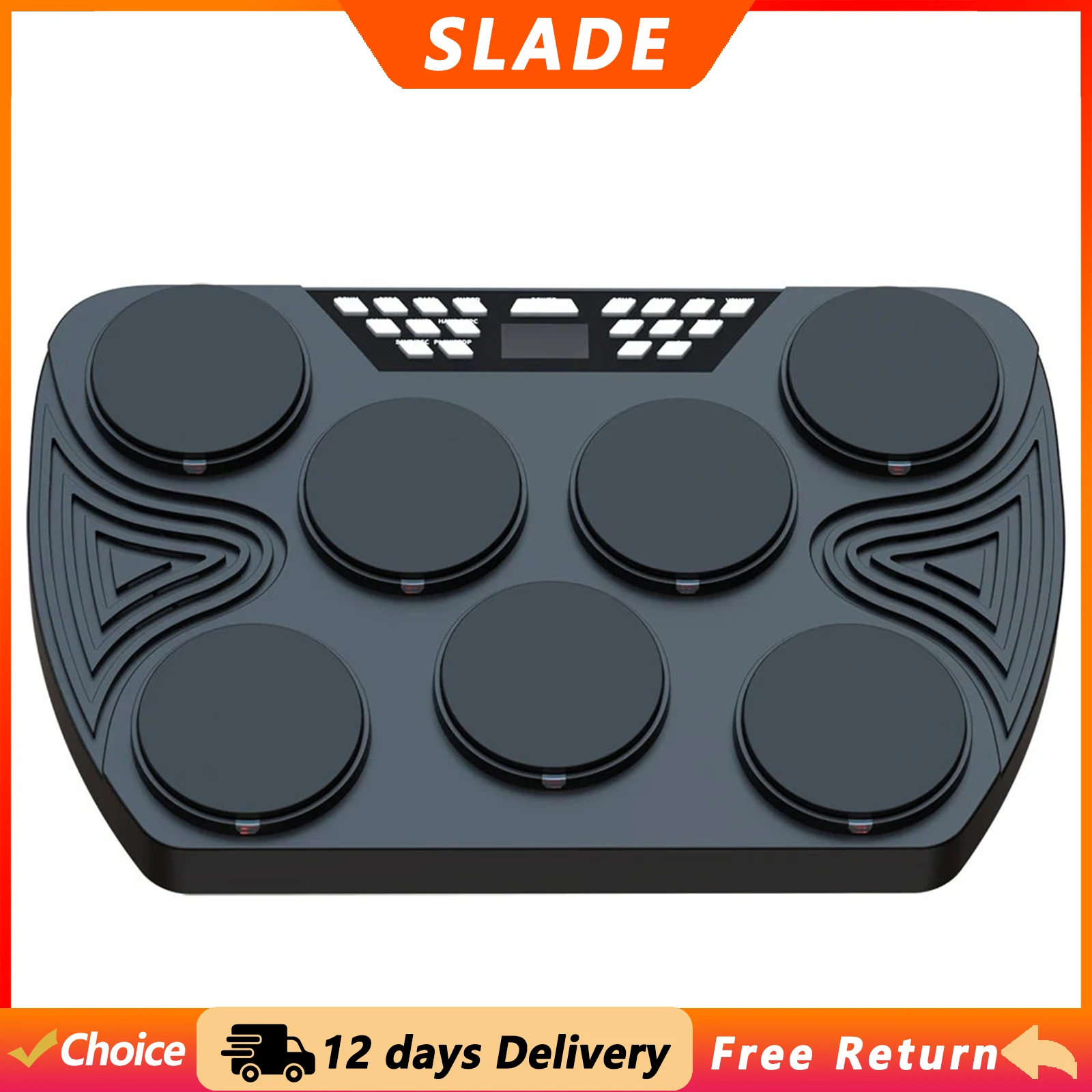 SLADE Electronic Drum Set 7 Speed Desktop Drum Built-in 2 Stereo Speakers Rechargeable Practice Drum Pads with Drumsticks Pedal