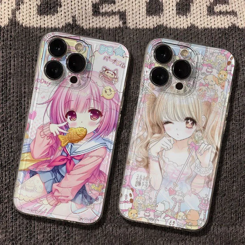 Kawaii Anime Girl Phone Case For Samsung S26 S25 S24 S23 S22 S21 S20 FE Note20 Note10 Plus Ultra Lite Edge 5G Clear Soft Cover