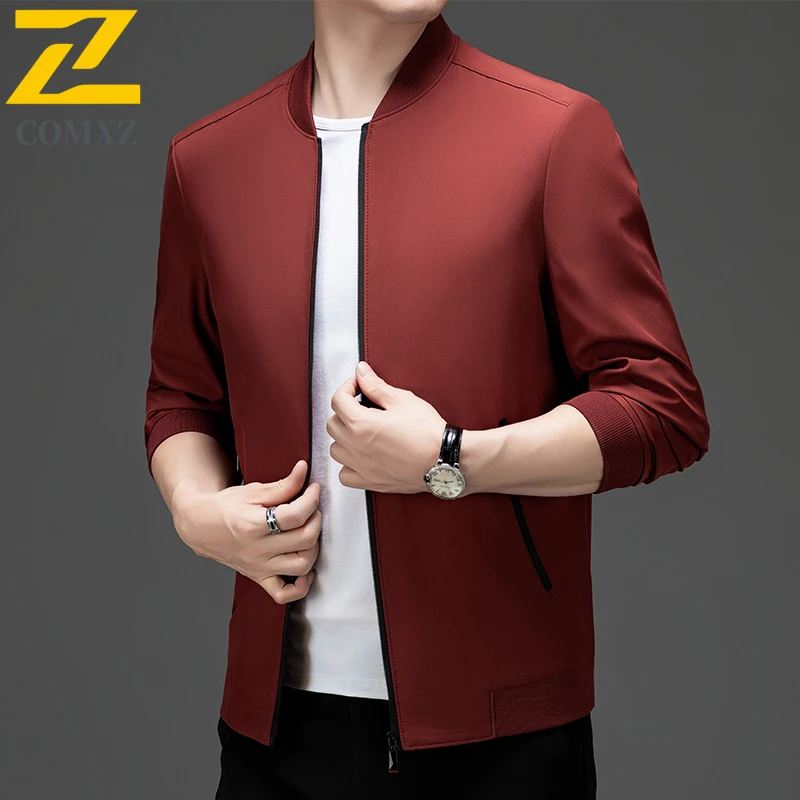 

New Trendy Baseball Jacket Men Stand Collar Business Windproof Water Coat Resistant Spring Autumn Classics Breathable Coats
