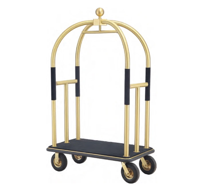 Stainless Steel Lobby Luggage Trolley Cart for Hotel