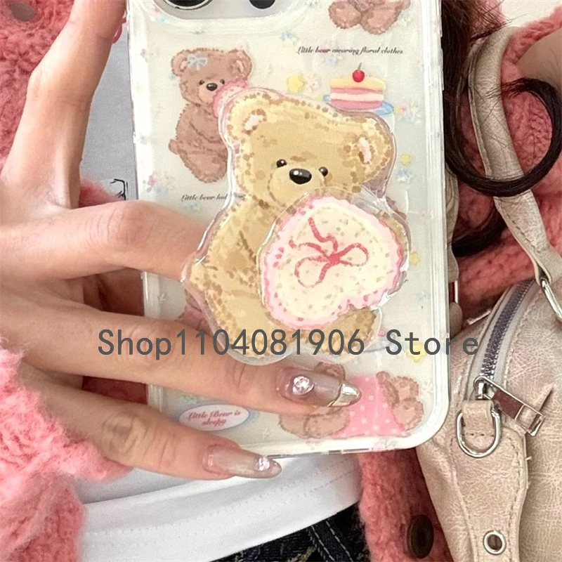 Coréen mignon rotation amour coeur ours poignée Tok Griptok Support pour IPhone Samsung téléphone accessoires Support anneau Support Support cadeau