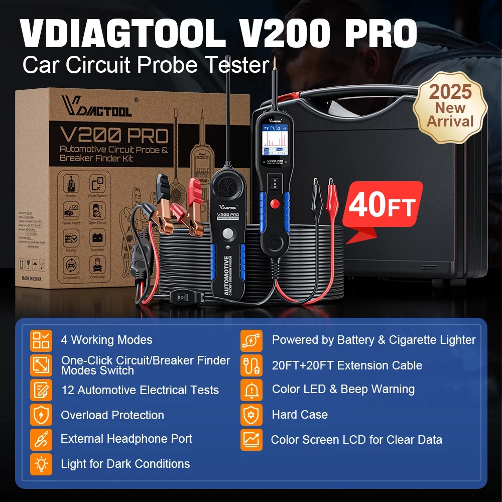 12/24V Car Power Circuit Probe – 40FT/12M Cable Tester with Relay, Fuse & Breaker Finder Tools 2