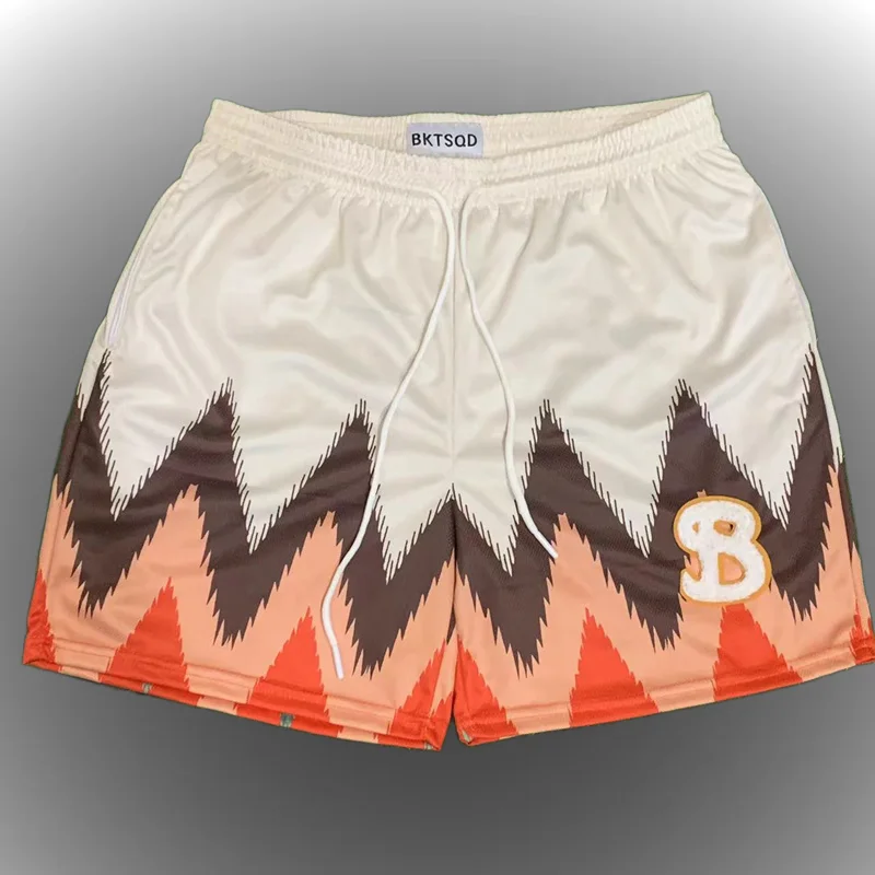 

BKTSQD New Summer Men's Shorts Men and Women's Fashion Beach Seaside Sports Shorts Mesh Sports Quick-drying Quarter Pants