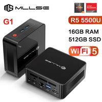 MLLSE G1 Mini PC Windows 11 Pro AMD R5 5500U DDR4 16GB RAM 512 8GB ROM WiFi 5 BT5.2 Desktop Computer Mini Pc Work