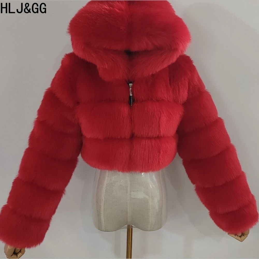 ชุดเซ็ตเสื้อโค้ทขนสัตว์แฟชั่นฤดูหนาว HLJ&GG แบบสามชิ้นสำหรับผู้หญิง เสื้อครอปแขนยาว + ชุดเดรสเข้ารูป + กางเกงขาสั้น แฟชั่นสไตล์ Y2K สตรีทแวร์