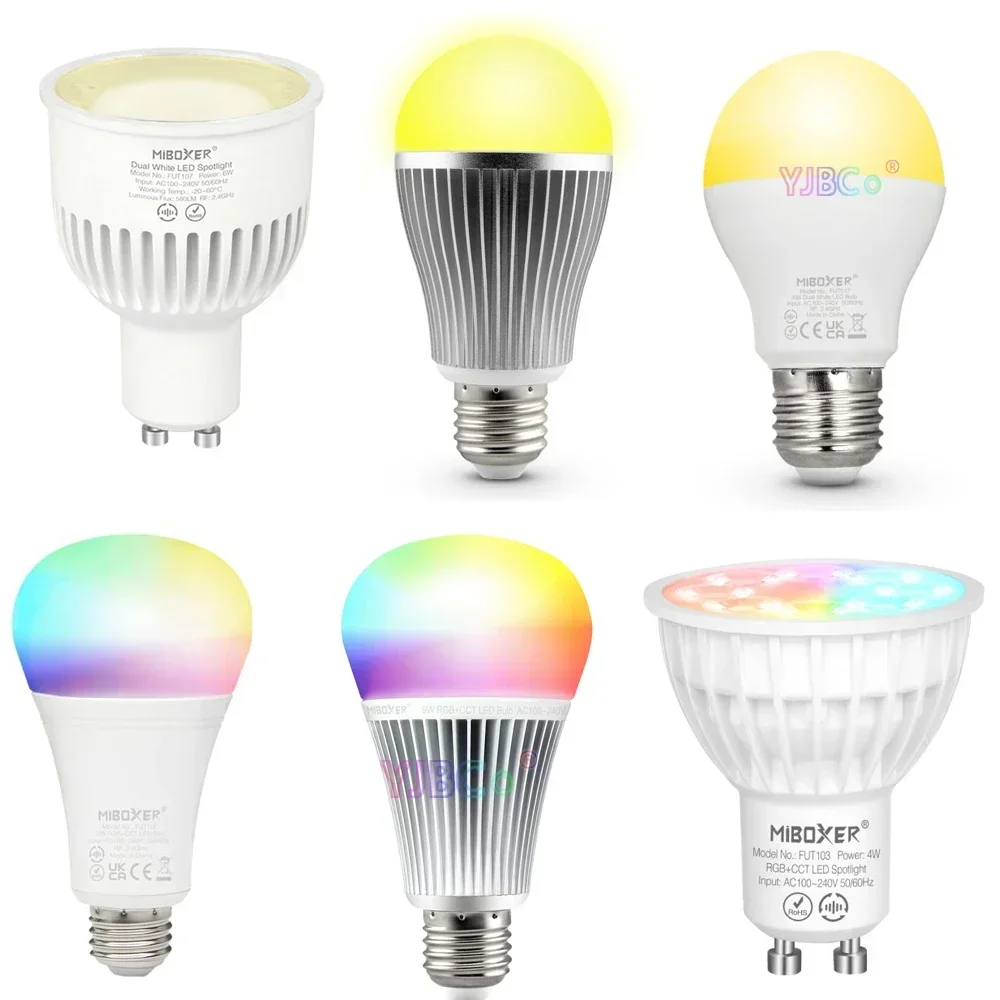 

Miboxer 4W 5W 6W 9W 12W RGB CCT Smart LED Light Bulb E27 GU10 MR16 E14 Dual White Spotlight 2.4G RF Remote control AC 110V-220V