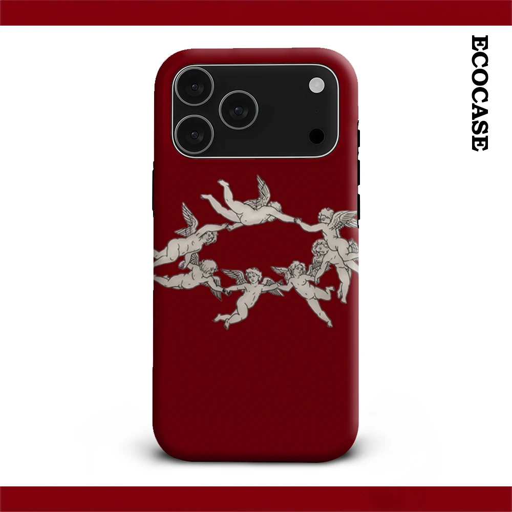 حافظة لهاتف آيفون 17 باللون الأحمر من الكروب يجب اقتناؤها لهاتف آيفون 17 16 15 14 13 12 11 Pro Max Plus غطاء خلفي مزدوج الطبقة