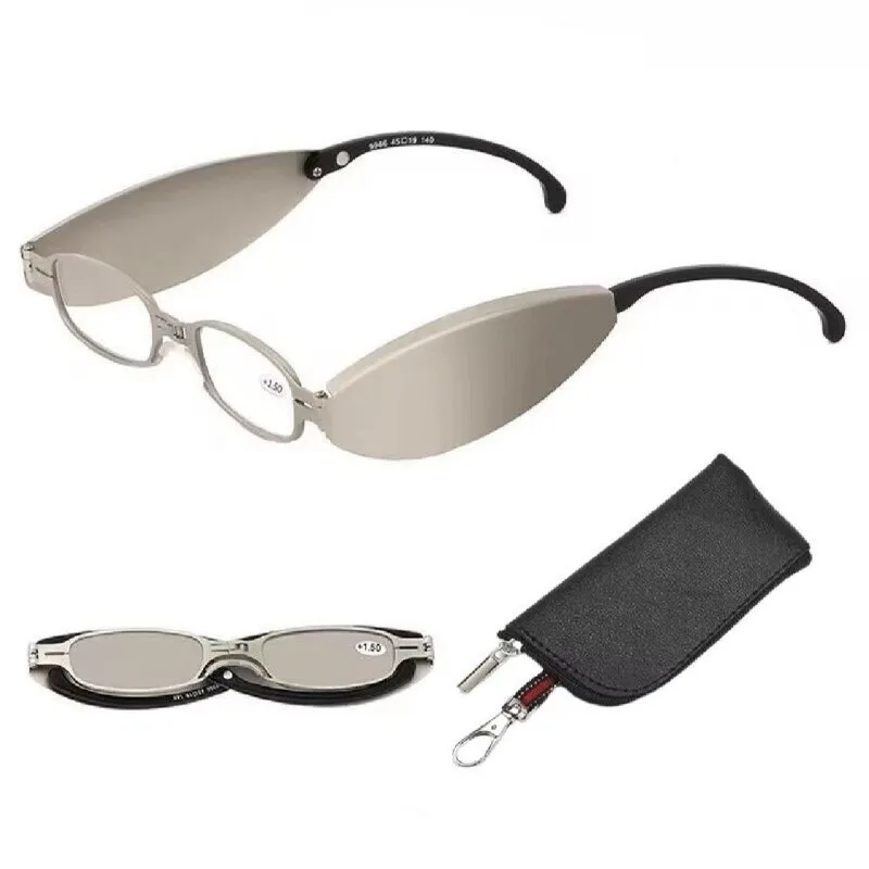 

2PCS +100 To +400 Mini Pocket Folding Reading Glasses For Men Women Anti Blue Light Presbyopic Glasses With Portable Case