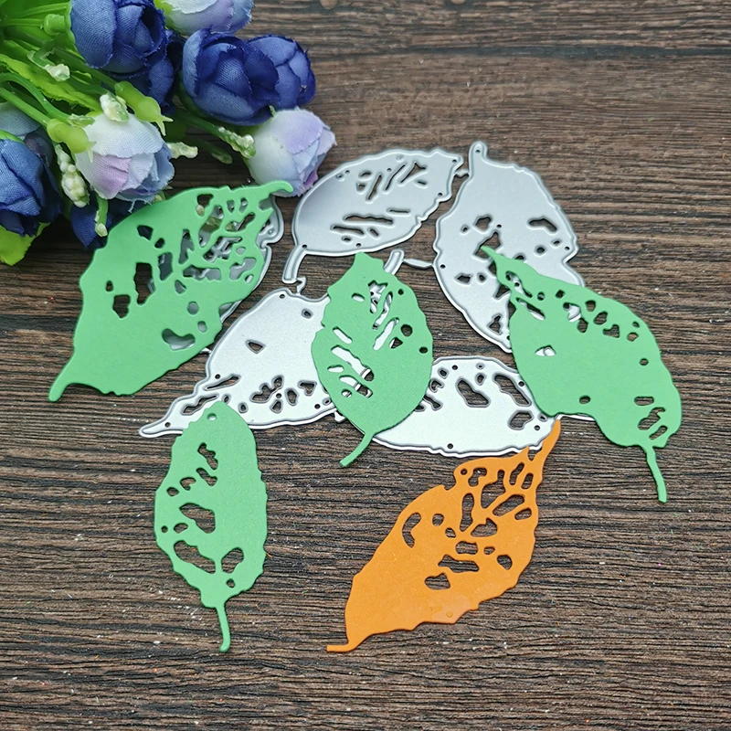 5pcs/setMetal Halloween Leaf Fragment Cutting Dies and Stamp for 2021 Scrapbooking Mold Embossed Stencils Big Shot Paper Card Cr