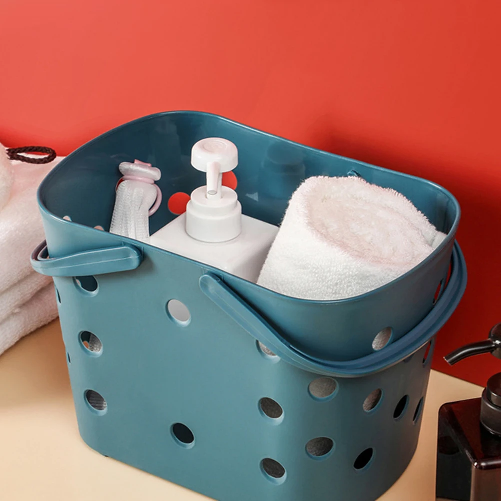 

2pcs Plastic Storage Basket Large Capacity Drainable Design For Bathroom Kitchen Laundry Room Space Saving Utility Organizing