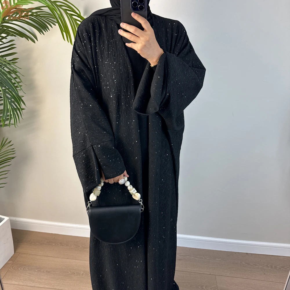 Elegante abito invernale musulmano modesto per le donne Eid arabo Dubai Kimono Abaya cappotto islamico a maniche lunghe vestiti abito caftano marocchino