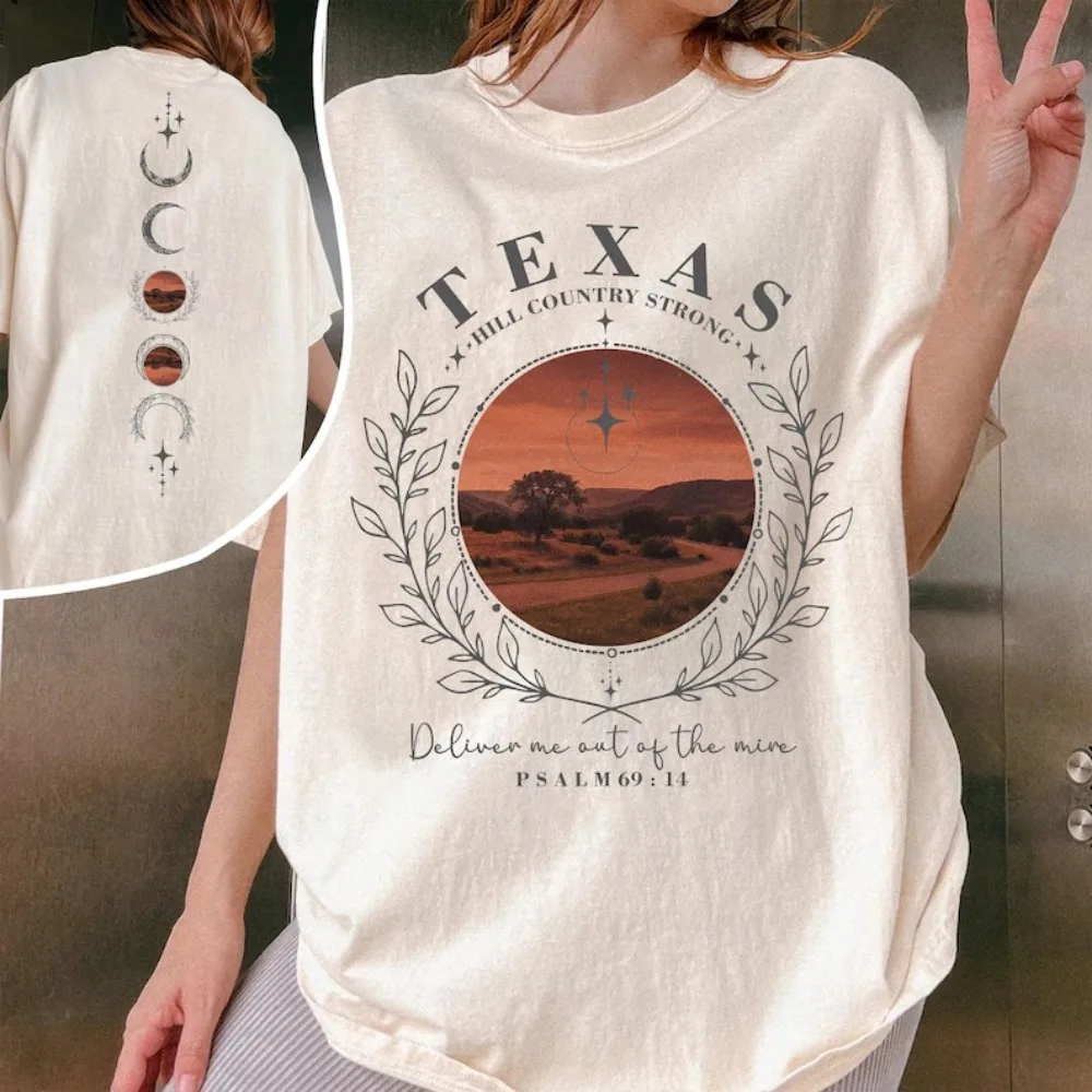 Texas Hill Country Strong Shirt Strong Awareness Women Tees Texas Flood Clothes Kerriville Texas O Neck Graphic Print Clothes