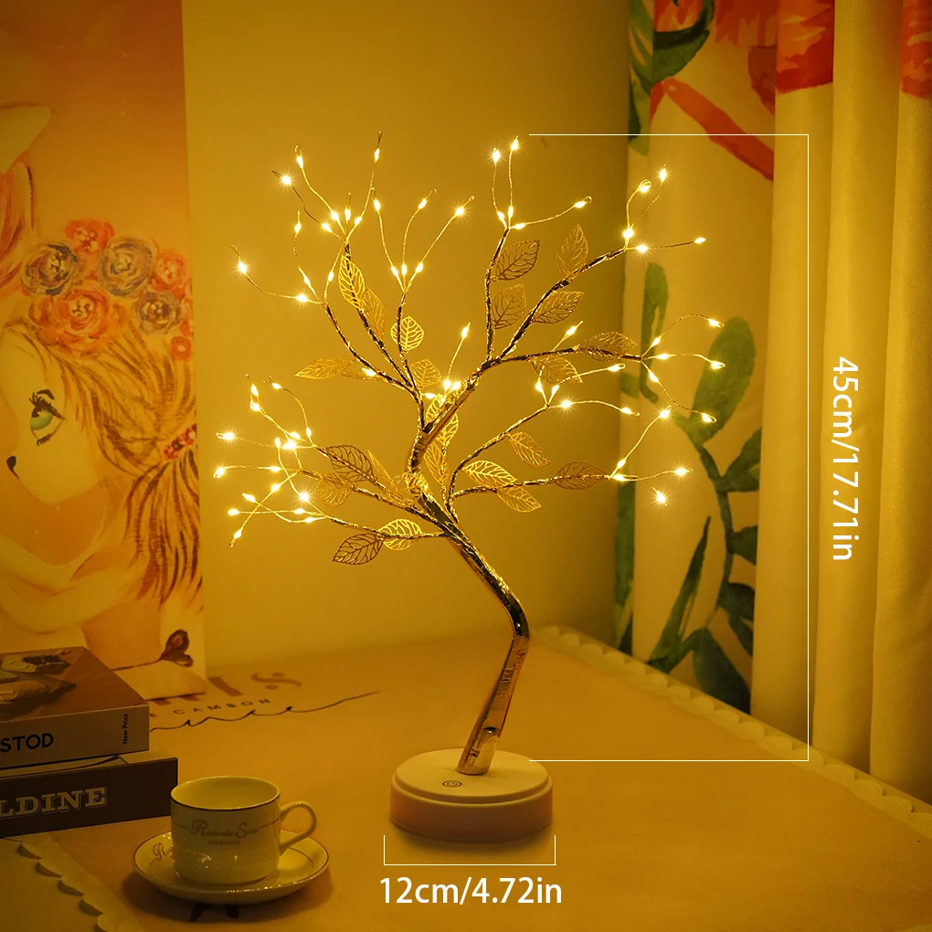 LED Copper Wire Night Light Tree Fairy Lights Home Decoration Night Lamp USB Battery Operated For Bedroom Bedside Table Lamp