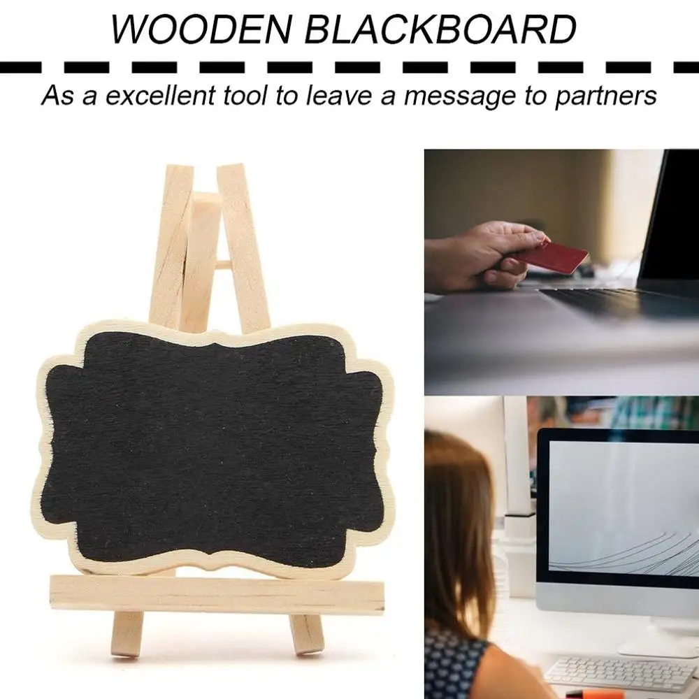 Hot 10 PCS Mini Wooden Blackboard Universal Message Board Chalkboard Portable Wedding Party Decor Decorative Parts Dropshipping