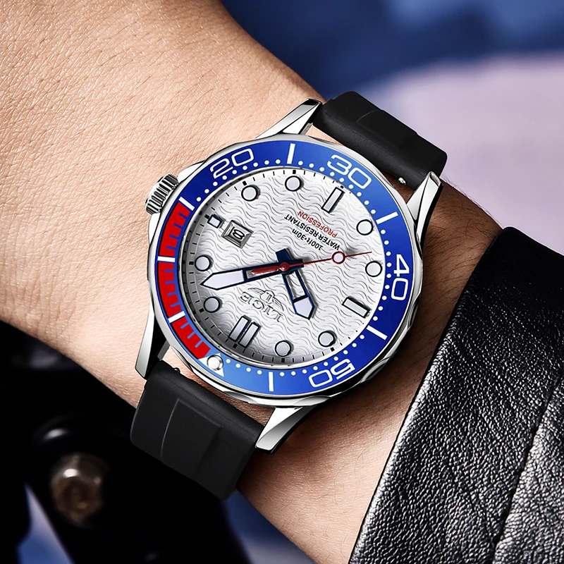 LIGE Orologio da uomo Orologio da lavoro con data per uomo Orologi sportivi al quarzo di lusso Orologio da polso in silicone luminoso impermeabile Relogio Masculino