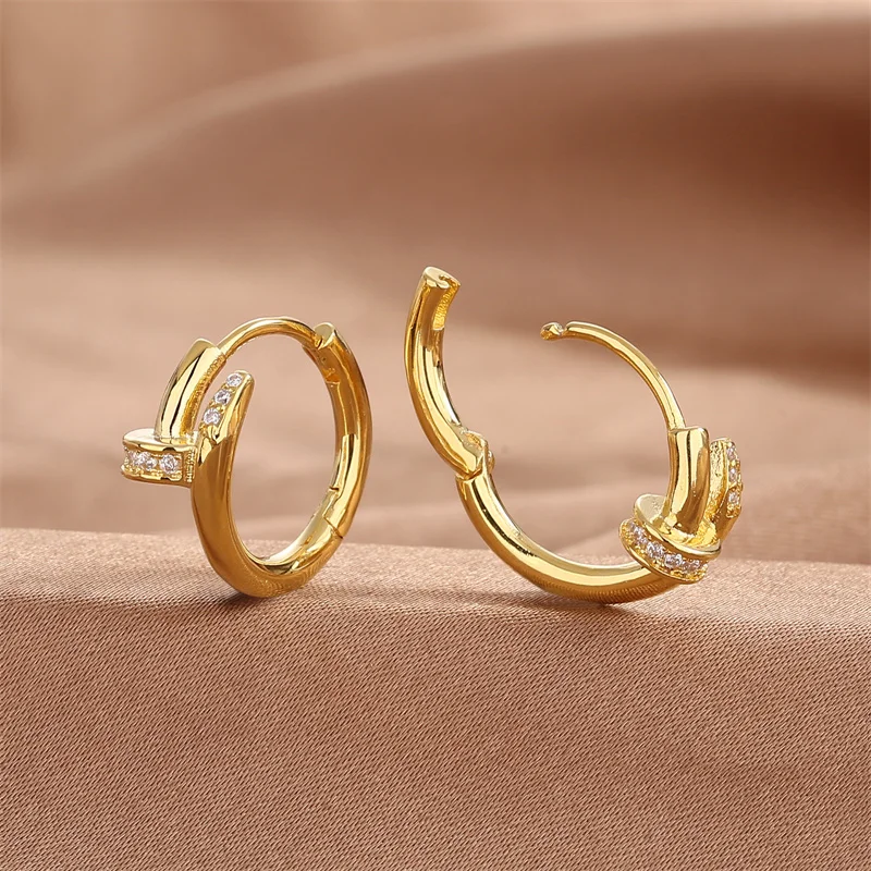 925 Silver Plated Zircon Round Circle Hoop Earring for Women Minimalist Trendy Jewelry Shiny Accessories eh2031