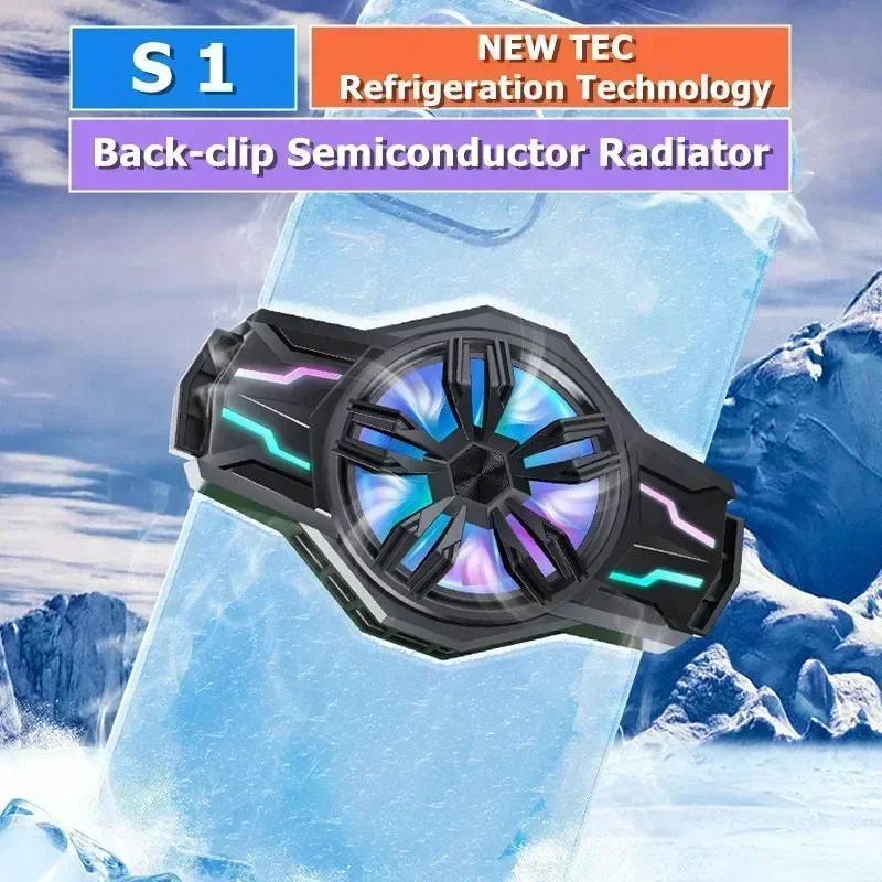 

S1 Mobile Phone Back-clip Type-c Semiconductor Cooling Fan Radiator for IPhone Samsung Xiaomi Huawei Universal PUBG Game Cooler