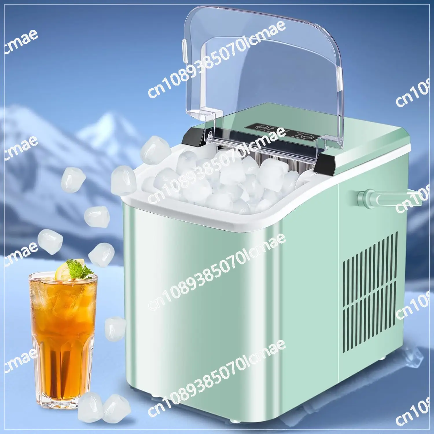 Ice Makers Countertop, Portable Ice Machine with Carry Handle, 2 Sizes of Icecube for Home Kitchen Bar Party Camping