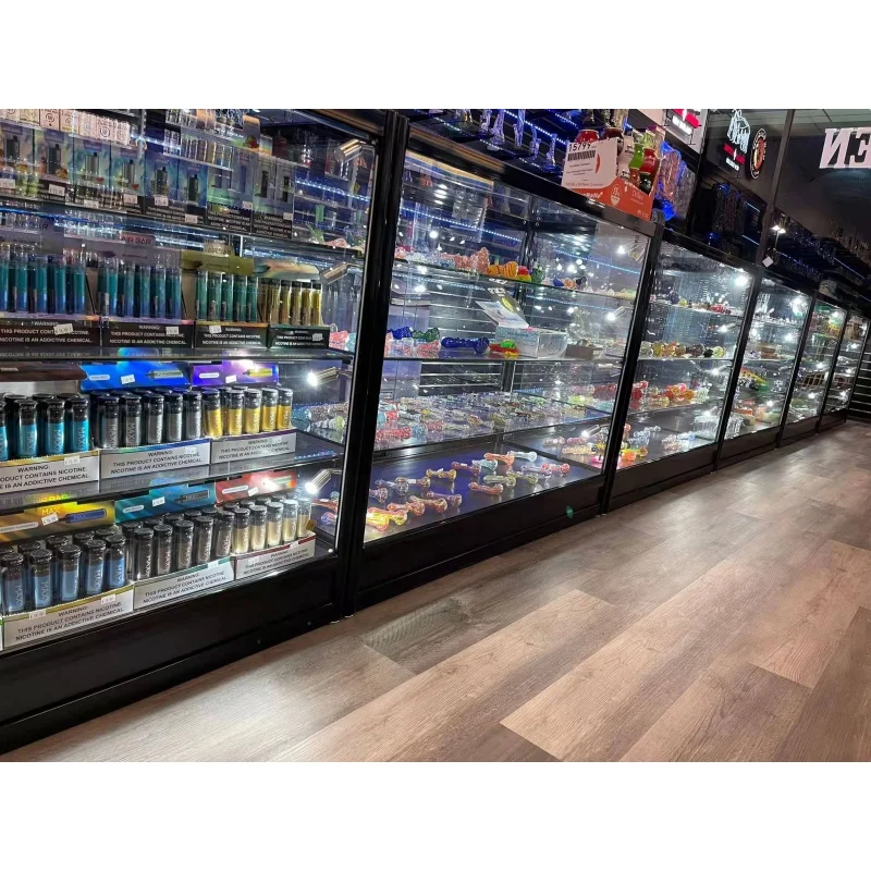 Custom.48 \'\'led glass counter aluminum frame smoke shop showcase for retail