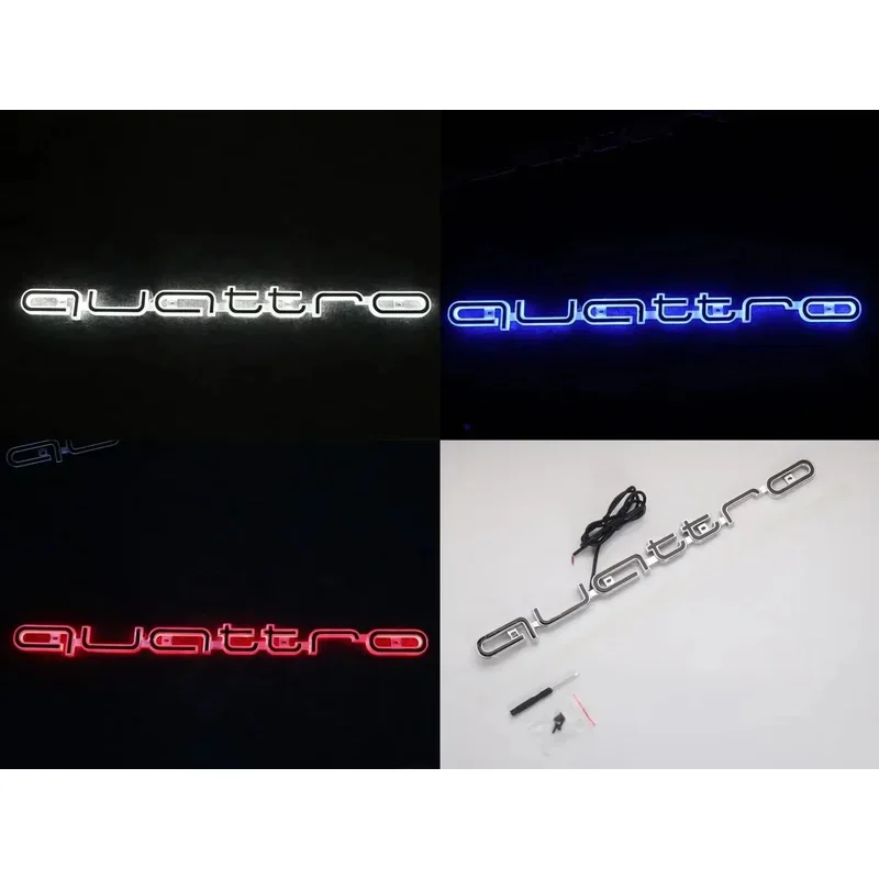 

1X Car LED Front Grille Logo Lamp Quattro Logo Light for Audi Quattro A3 A4 A5 A6 A6L A7 A8 Q3 Q5 Q7 S3 S4 S5 RS3 RS4 RS6 Badge