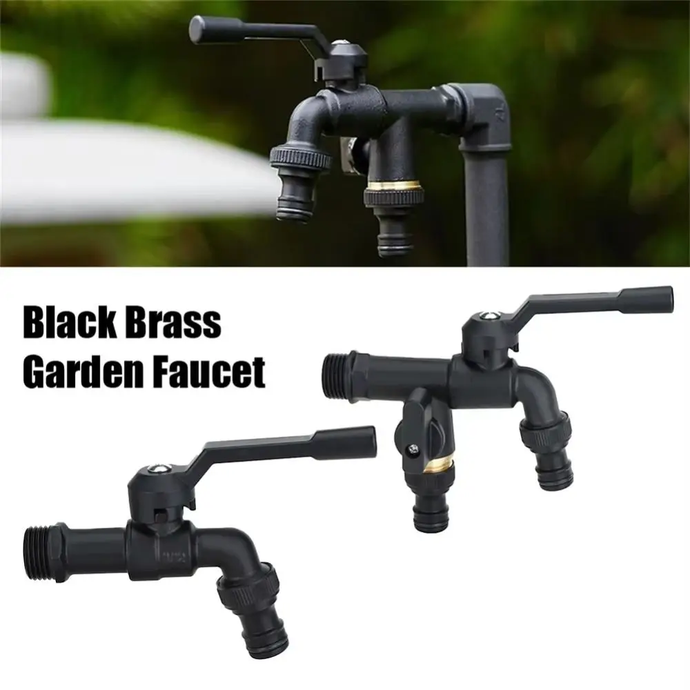 

Basin Faucet Black Brass Garden Hose Faucet Anti-Freeze Dual Outlet Anti-Freeze Bibcocks Washing Machine Bibcocks Outdoor