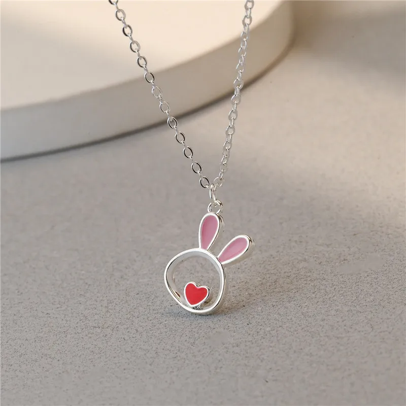 قلادة من الفضة الإسترلينية للنساء والفتيات ، قلب حب وأرنب ، مجوهرات عالية الجودة ، تخفيضات كبيرة ، LN094