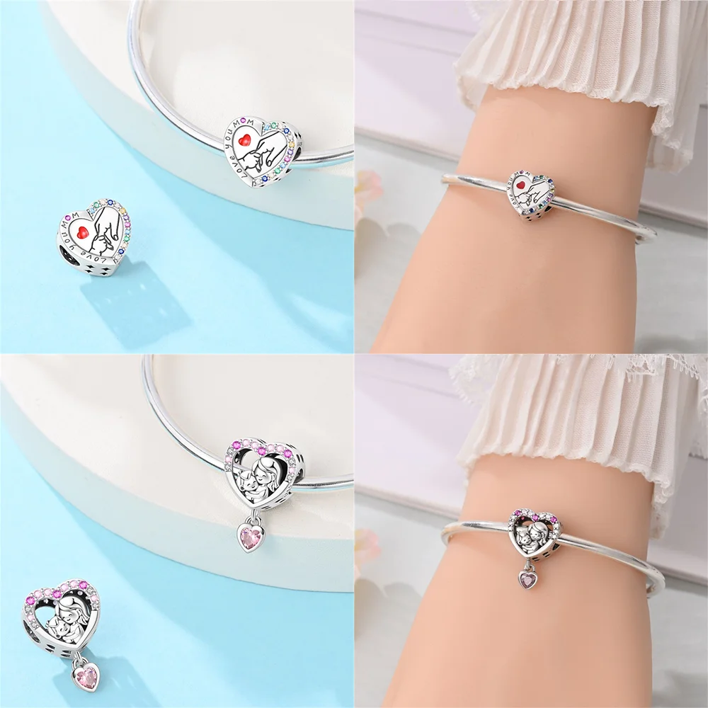 Silver-Plated Infinity Knot Heart Charm Bead for Bracelets