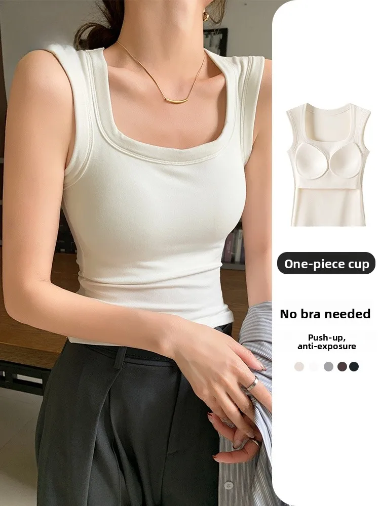 

White Inteated Svel Vest Person New 2025 Summer Wide Strap Brtte Inner Wear Comfortable Bodycon ort Length