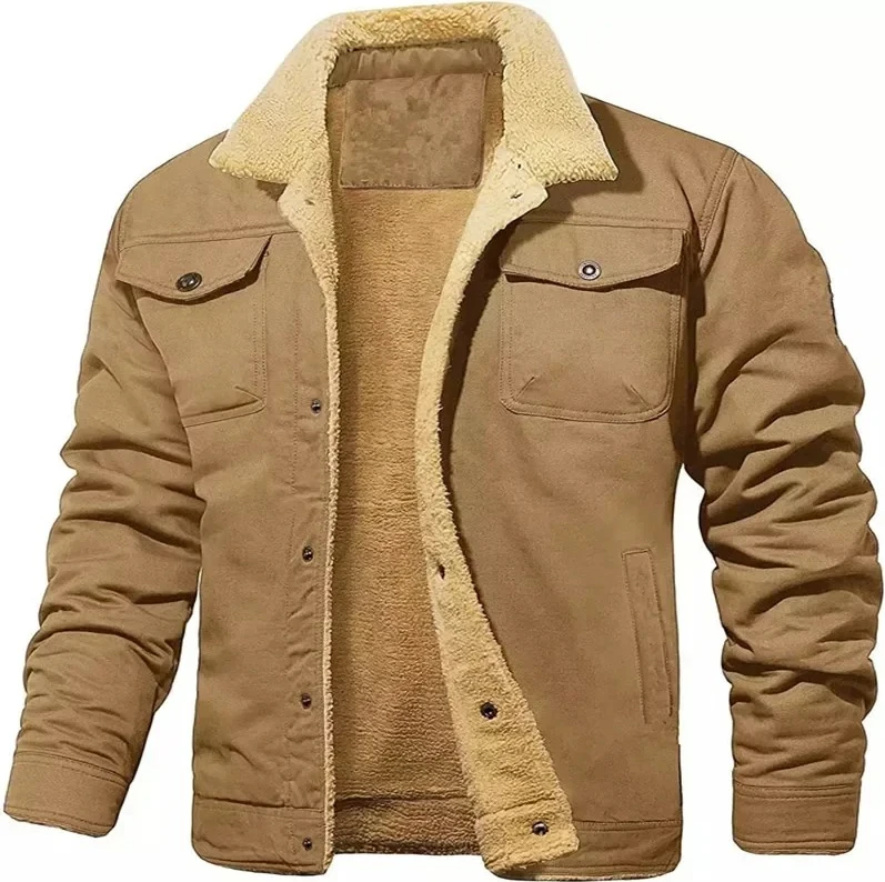 

Новая осенне-зимняя мужская куртка на подкладке из флиса и хлопчатобумажной ткани, повседневная рабочая одежда, мужская верхняя одежда.