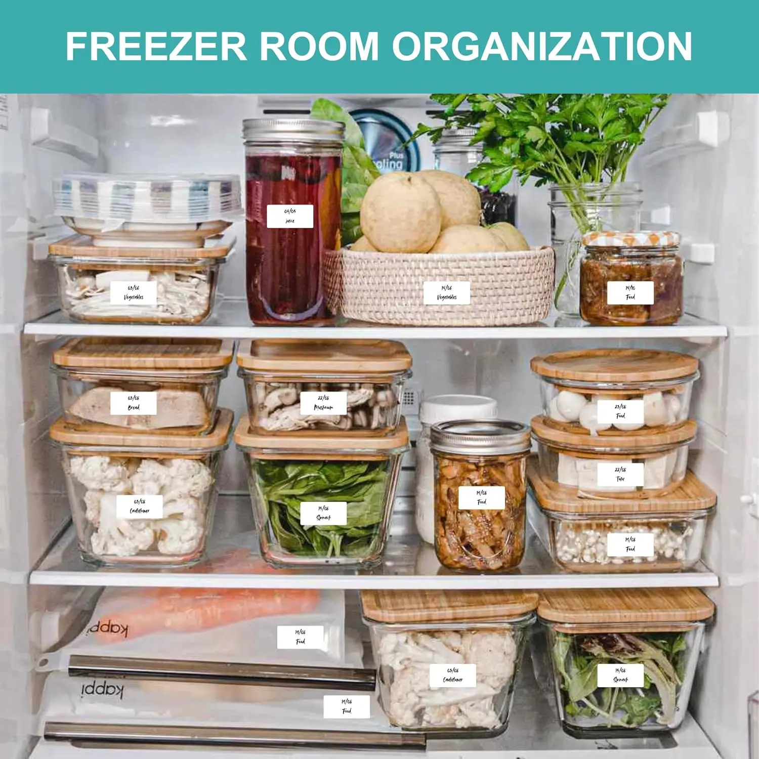 Food Containers, Jars, Pantry Organization - Waterproof & Oil - Resistant Removable Freezer Labels in 1x2 inches image 3