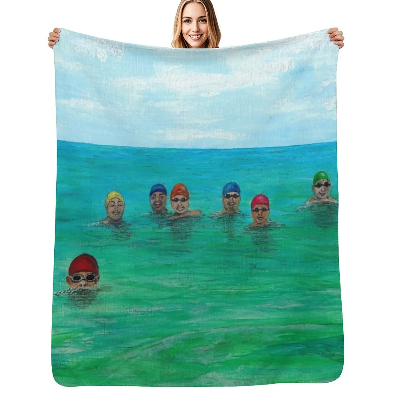 

Wild Swimming-Swimming Group-Swimming In The Ocean-Lake-River-Cold Water Swimmer Throw Blanket Gift for girlfriend cozy