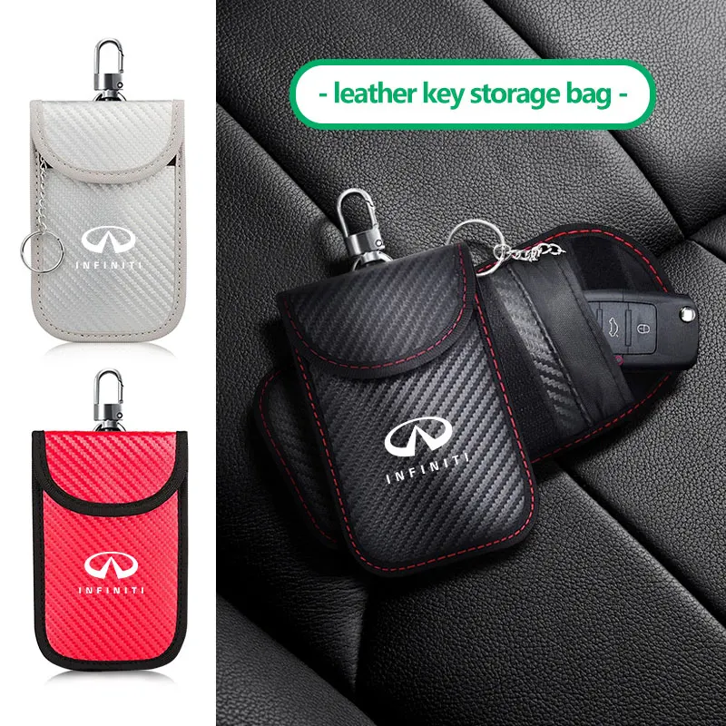 Car Keychain Case Zipper Carbon Fiber Key Protector Cover For Infiniti FX35 QX60 QX70 QX80 QX50 QX30 Q70L Q60 Q50 Q60S Q30